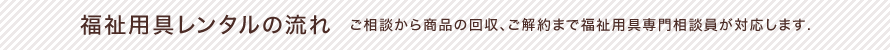福祉用具レンタルの流れ ご相談から商品の回収、ご解約まで福祉用具専門相談員が対応します。